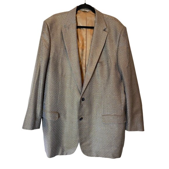 Cicchini Custom Clothier Mens Blazer Size Como Silk Wool Blend Tan & Gray 52R - Picture 1 of 13